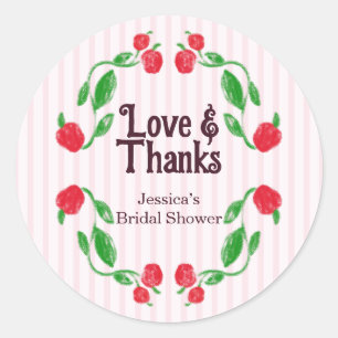 Sticker Rond Fête de mariage Apple Pink Love and Thanks