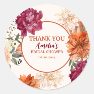Sticker Rond Fête de mariage automnale aquarelle florale 