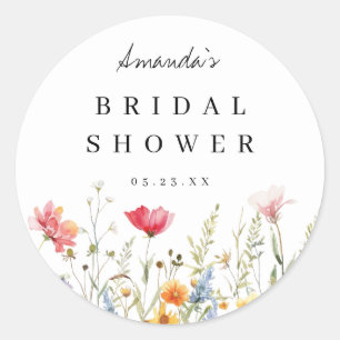 Sticker Rond Fête de mariage aux fleurs sauvages aquarelle