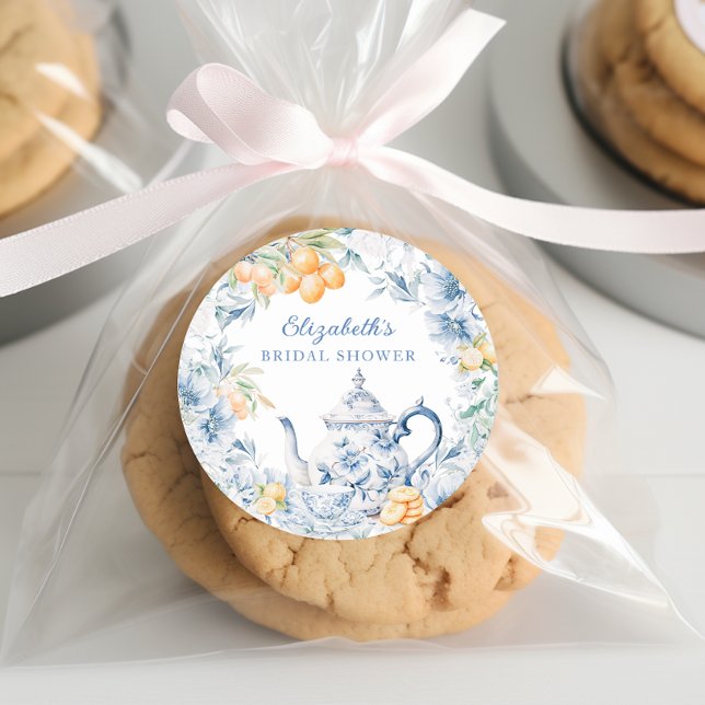 Sticker Rond Fête de mariage avec aquarelle et thé (Créateur téléchargé)