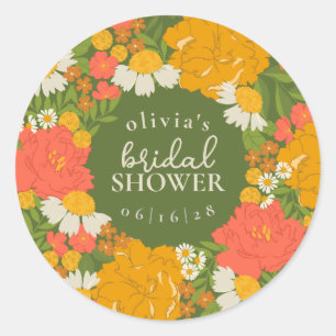Sticker Rond Fête de mariage avec bouquet floral
