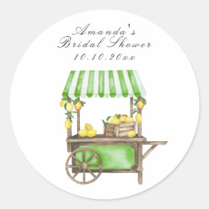 Sticker Rond Fête de mariage avec chariot de citrons aquarelle