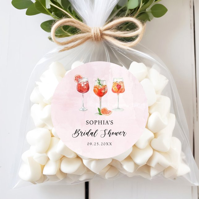 Sticker Rond Fête de mariage avec cocktail à l'aquarelle (Créateur téléchargé)