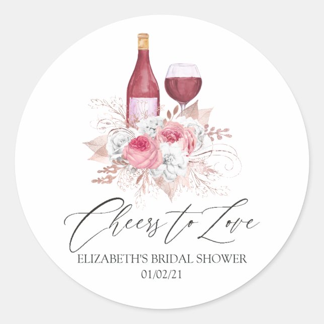 Sticker Rond Fête de mariage avec dégustation de vin floral ros (Devant)