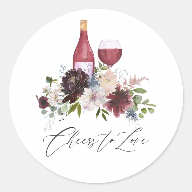 Sticker Rond Fête de mariage avec dégustation de vins et floral (Devant)