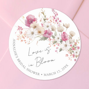Sticker Rond Fête de mariage avec la Fleur Sauvage Rose