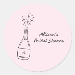 Sticker Rond Fête de mariage avec une bouteille de champagne qu