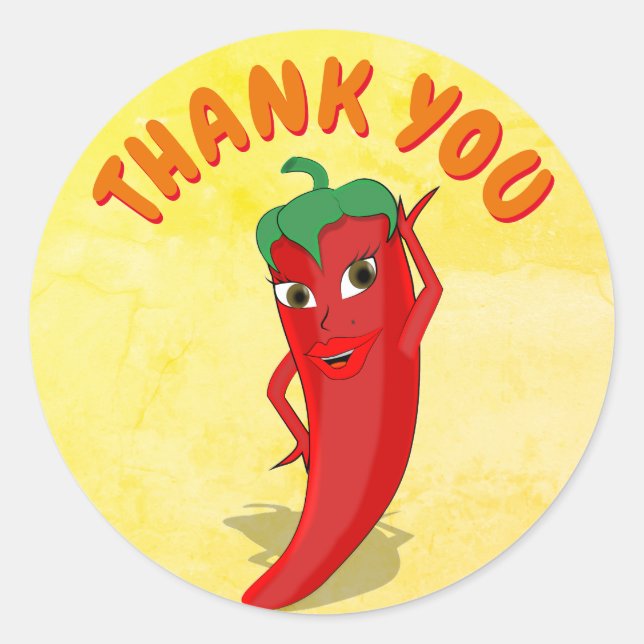 Sticker Rond Fête de mariage avec une diva au piment rouge (Devant)