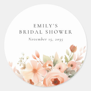 Sticker Rond Fête de mariage bohème florale pêche