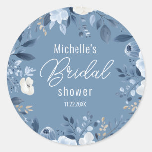 Sticker Rond Fête de mariage bohème moderne aux fleurs bleues p