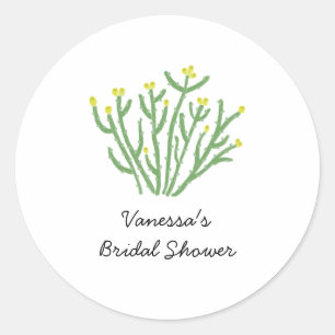 Sticker Rond Fête de mariage Cactus Cholla Fleur Jaune