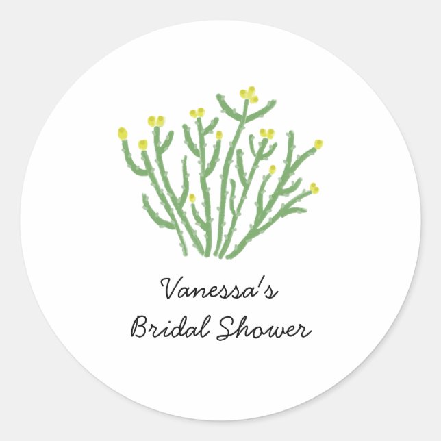 Sticker Rond Fête de mariage Cactus Cholla Fleur Jaune (Devant)