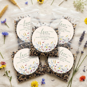 Sticker Rond Fête de mariage champ de fleurs sauvages Amour en 