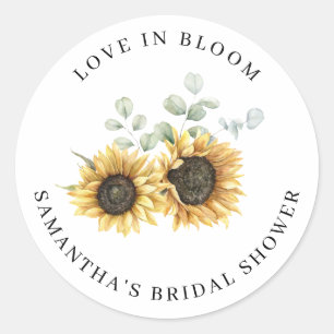 Sticker Rond Fête de mariage champ de tournesols eucalyptus