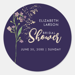 Sticker Rond Fête de mariage champêtre aquarelle avec feuilles