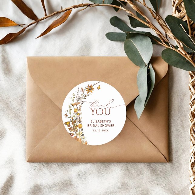 Sticker Rond Fête de mariage champêtre avec fleurs sauvages  (Créateur téléchargé)