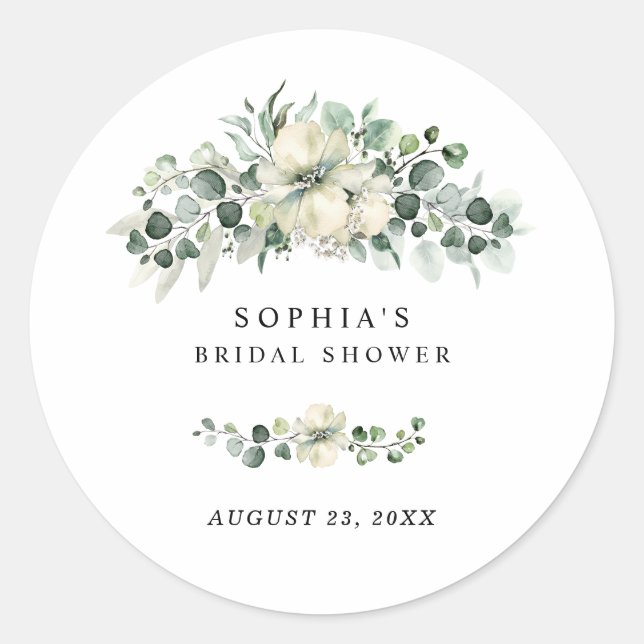 Sticker Rond Fête de mariage champêtre Eucalyptus (Devant)