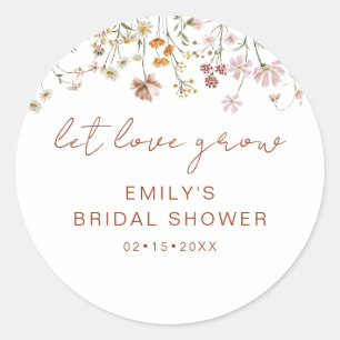 Sticker Rond Fête de mariage champêtre Laissez l'amour grandir