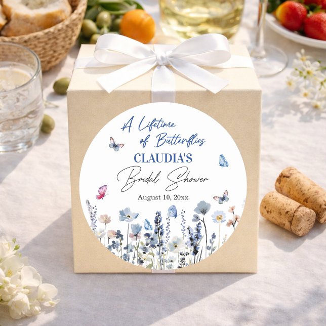 Sticker Rond Fête de mariage champêtre papillons Jacinthes (Créateur téléchargé)