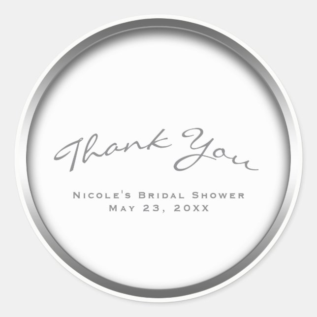 Sticker Rond Fête de mariage chic argent et blanc (Devant)