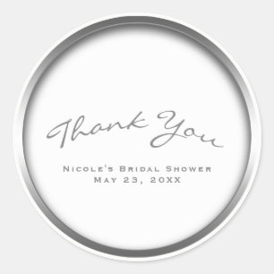 Sticker Rond Fête de Mariage Chic Argent et Blanc