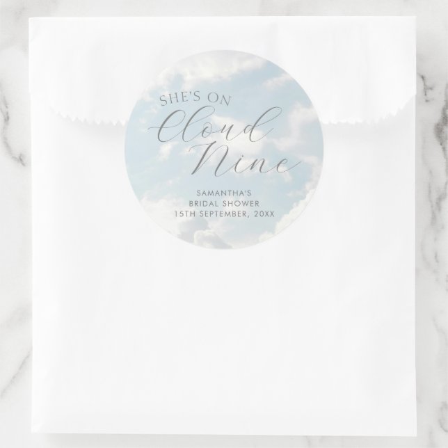 Sticker Rond Fête de mariage Cloud Nine Bleu Ciel Nuageux Moder (Sac)