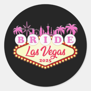 Sticker Rond Fête de mariage de la mariée à Las Vegas 2025 Ente