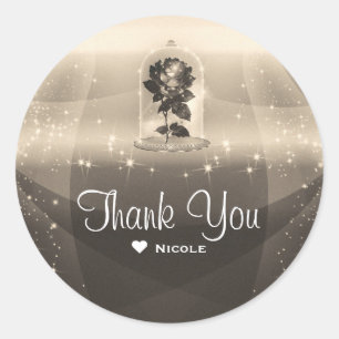 Sticker Rond Fête de mariage de rose rouge magique enchantée vi