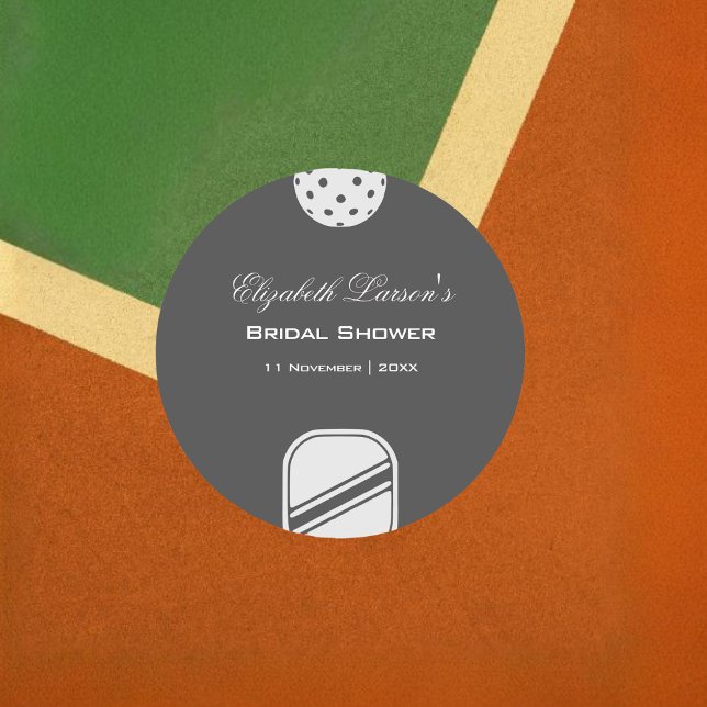 Sticker Rond Fête de Mariage des Amoureux de Pickleball Noir &  (Créateur téléchargé)