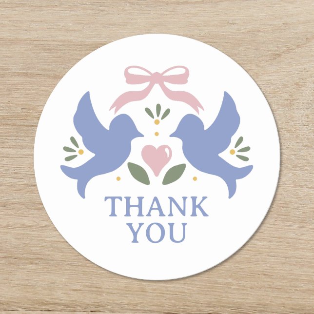 Sticker Rond Fête de Mariage des Oiseaux de l'Amour (Créateur téléchargé)