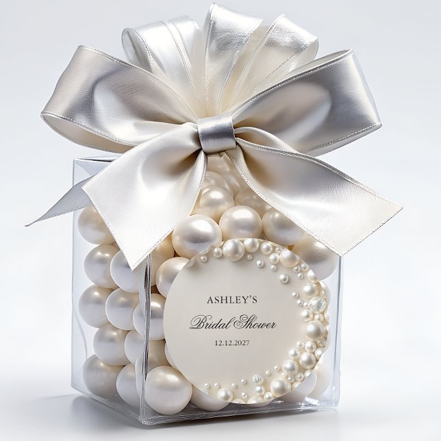 Sticker Rond Fête de Mariage Élégantes Perles Pastel (Créateur téléchargé)