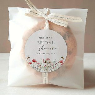 Sticker Rond Fête de Mariage Fleur de Champ à l'Aquarelle Prévu