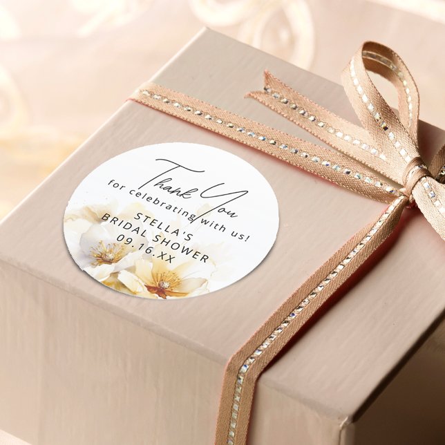 Sticker Rond Fête de mariage Fleur de Dieu à l'aquarelle blanch (Watercolor White God Flower Bridal Shower Classic Round Sticker)