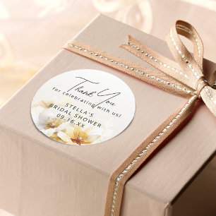 Sticker Rond Fête de mariage Fleur de Dieu aquarelle blanche