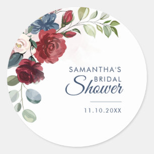 Sticker Rond Fête de mariage Floral Aquarelle Script
