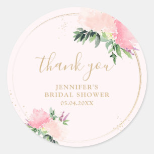 Sticker Rond Fête de mariage Floral Gold