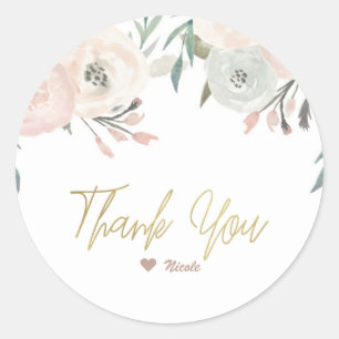 Sticker Rond Fête de mariage floral moderne vert menthe et rose