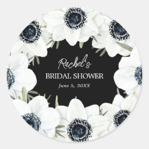 Sticker Rond Fête de mariage floral noir et blanc