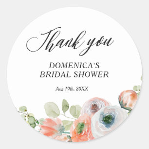 Sticker Rond Fête de mariage floral pêche romantique