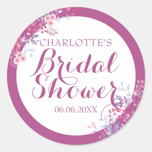 Sticker Rond Fête de mariage floral Prairie Rose (Devant)