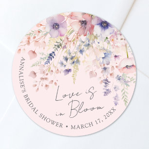 Sticker Rond Fête de mariage Floral Rose Tendresse en Fleurs