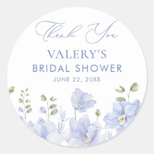 Sticker Rond Fête de mariage Florale Bleu Poussiéreux