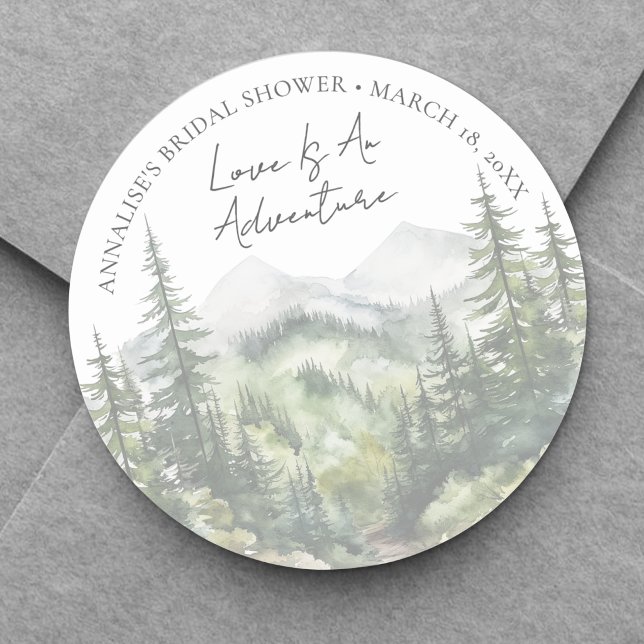 Sticker Rond Fête de mariage Forest Adventure (Forest Adventure Bridal Shower Classic Round Sticker )