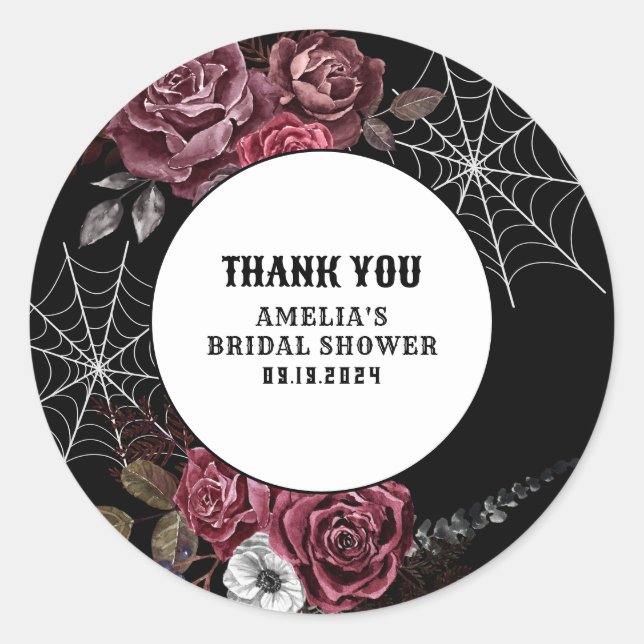 Sticker Rond Fête de mariage gothique florale sombre noire  (Devant)