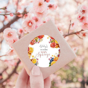 Sticker Rond Fête de mariage Main Squeeze Citron