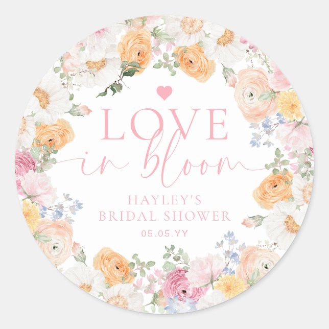 Sticker Rond Fête de mariage Millie Floral Love In Bloom (Devant)
