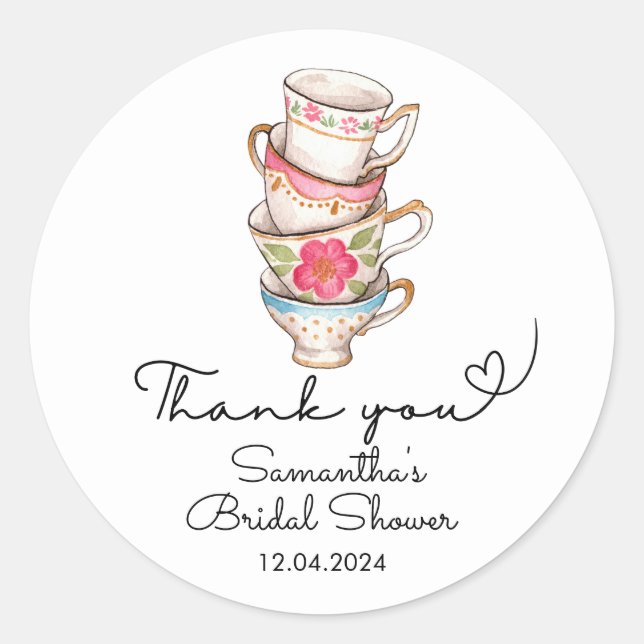Sticker Rond Fête de mariage Moderne Blush et Thé Blanc  (Devant)