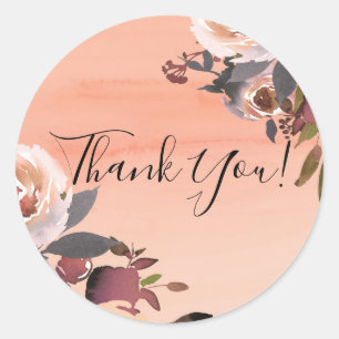 Sticker Rond Fête de mariage moderne florale pailletée pêche et