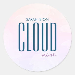 Sticker Rond Fête de mariage pastel violet bleu moderne Cloud N