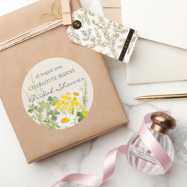 Sticker Rond Fête de mariage personnalisée aux fleurs sauvages  (Cadeaux)
